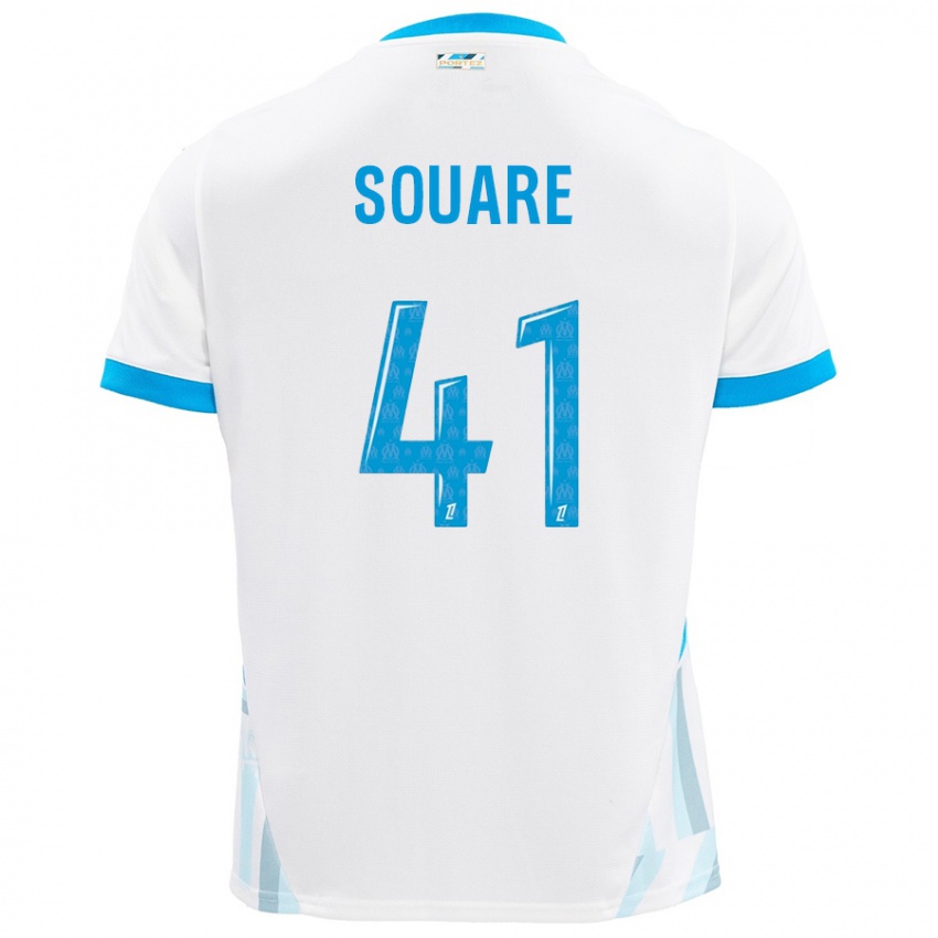 Enfant Maillot Cheick Souare #41 Blanc Bleu Ciel Tenues Domicile 2024/25 T-Shirt Suisse