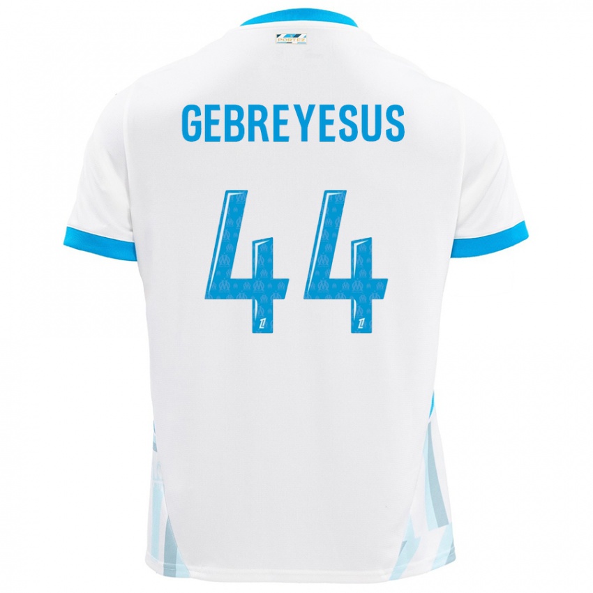 Enfant Maillot Esey Gebreyesus #44 Blanc Bleu Ciel Tenues Domicile 2024/25 T-Shirt Suisse