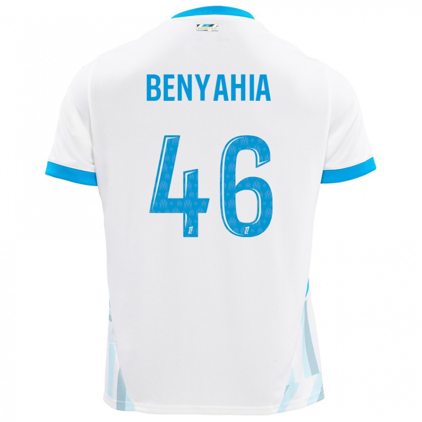 Enfant Maillot Aylan Benyahia-Tani #46 Blanc Bleu Ciel Tenues Domicile 2024/25 T-Shirt Suisse