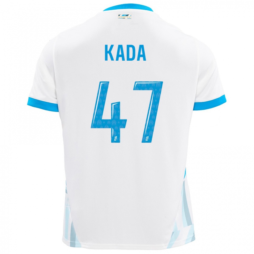 Enfant Maillot Joakim Kada #47 Blanc Bleu Ciel Tenues Domicile 2024/25 T-Shirt Suisse