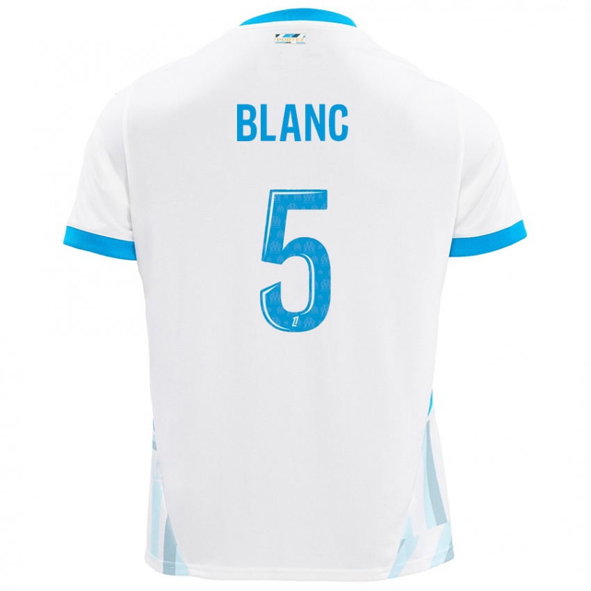 Enfant Maillot Amandine Blanc #5 Blanc Bleu Ciel Tenues Domicile 2024/25 T-Shirt Suisse