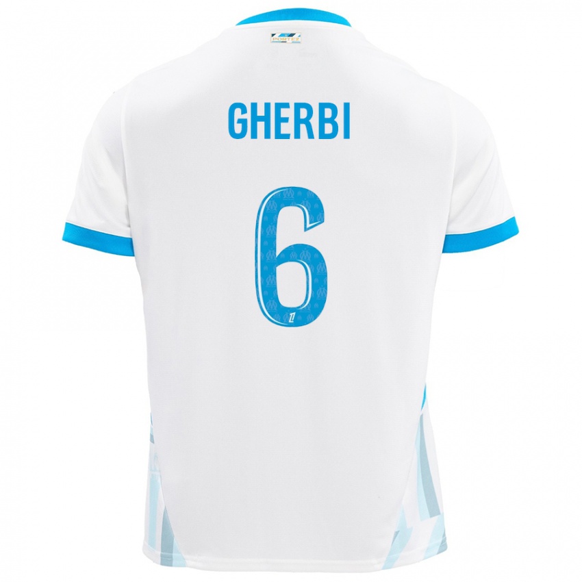 Enfant Maillot Candice Gherbi #6 Blanc Bleu Ciel Tenues Domicile 2024/25 T-Shirt Suisse