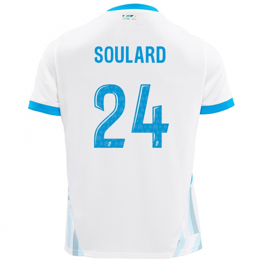 Enfant Maillot Amandine Soulard #24 Blanc Bleu Ciel Tenues Domicile 2024/25 T-Shirt Suisse