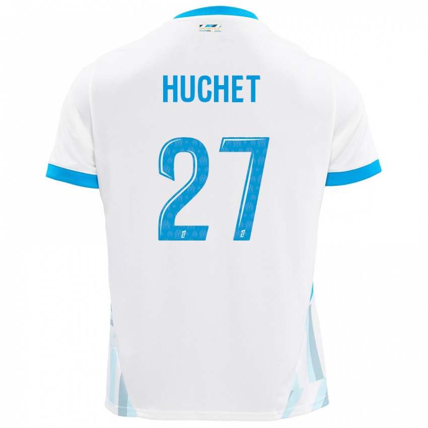 Enfant Maillot Sarah Huchet #27 Blanc Bleu Ciel Tenues Domicile 2024/25 T-Shirt Suisse