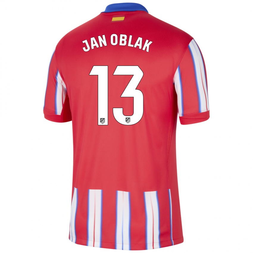 Kinder Jan Oblak #13 Rot Weiß Blau Heimtrikot Trikot 2024/25 T-Shirt Schweiz