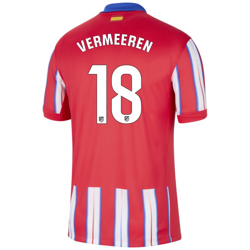 Enfant Maillot Arthur Vermeeren #18 Rouge Blanc Bleu Tenues Domicile 2024/25 T-Shirt Suisse