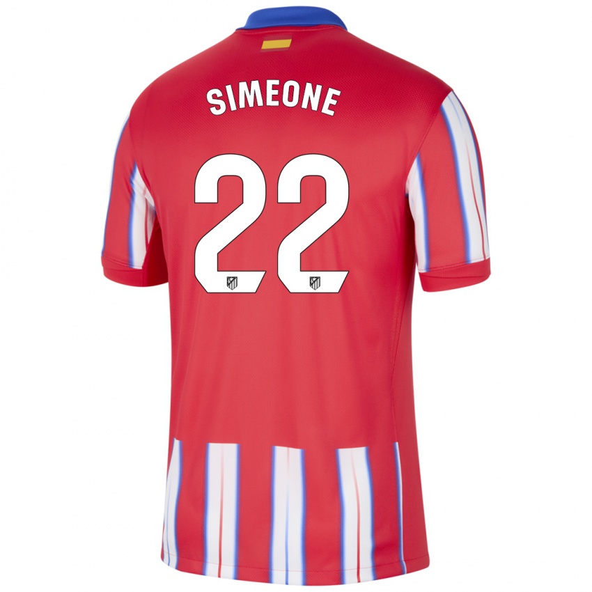 Enfant Maillot Giuliano Simeone #22 Rouge Blanc Bleu Tenues Domicile 2024/25 T-Shirt Suisse