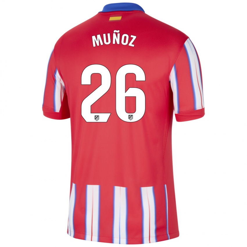 Enfant Maillot Izan Muñoz #26 Rouge Blanc Bleu Tenues Domicile 2024/25 T-Shirt Suisse