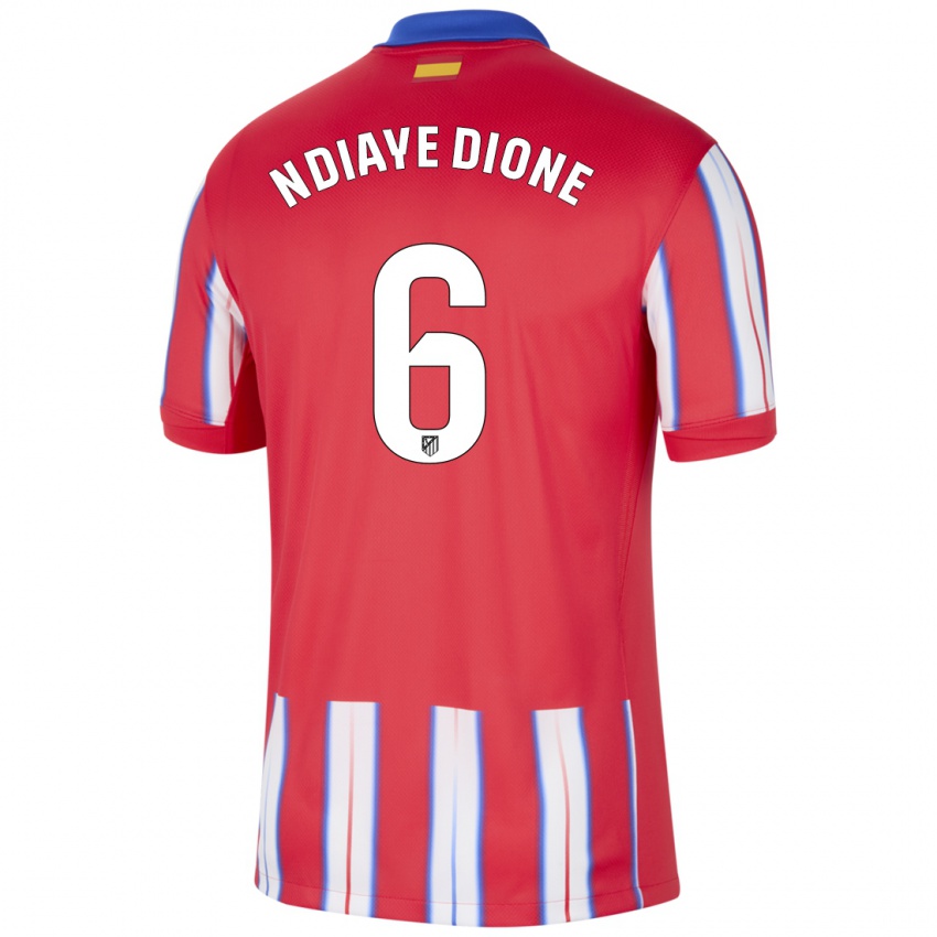 Enfant Maillot Assane Ndiaye Dione #6 Rouge Blanc Bleu Tenues Domicile 2024/25 T-Shirt Suisse