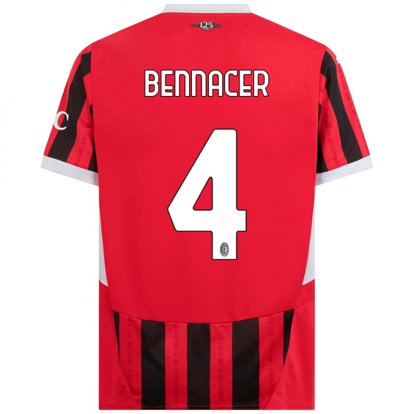 Enfant Maillot Ismael Bennacer #4 Rouge Noir Tenues Domicile 2024/25 T-Shirt Suisse