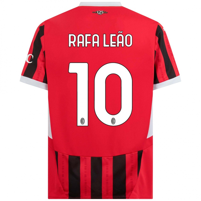 Kinder Rafael Leao #10 Rot Schwarz Heimtrikot Trikot 2024/25 T-Shirt Schweiz