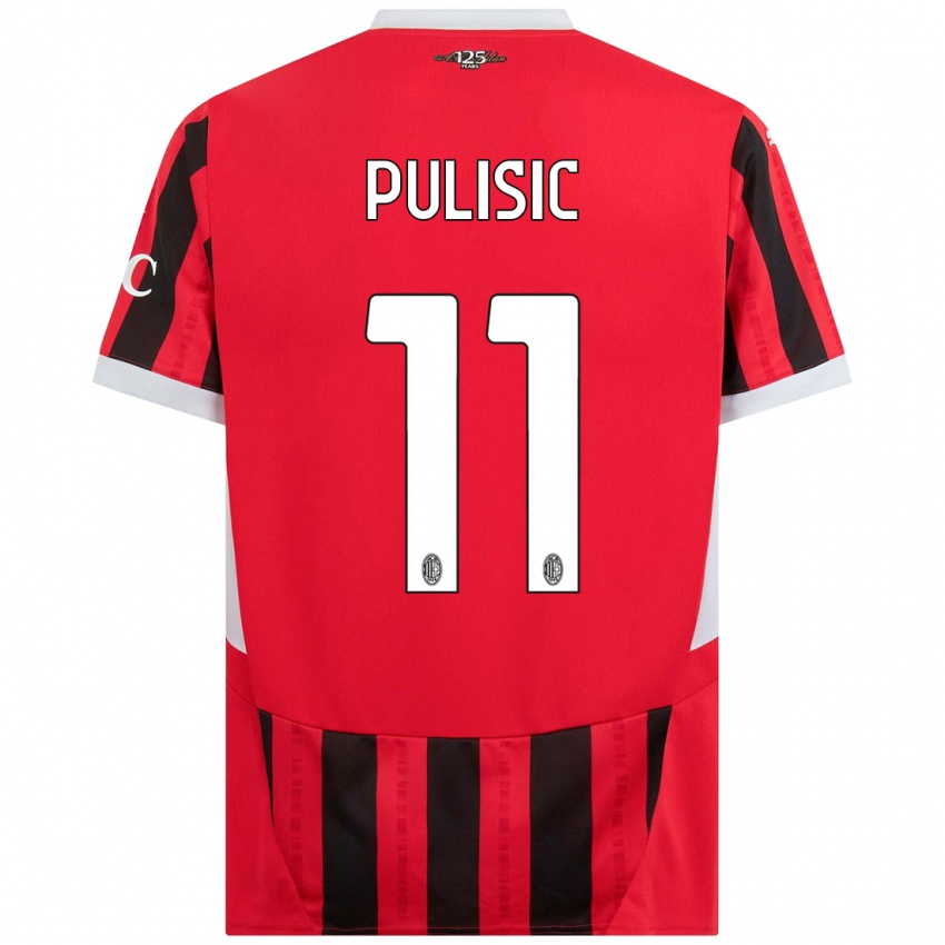 Kinder Christian Pulisic #11 Rot Schwarz Heimtrikot Trikot 2024/25 T-Shirt Schweiz