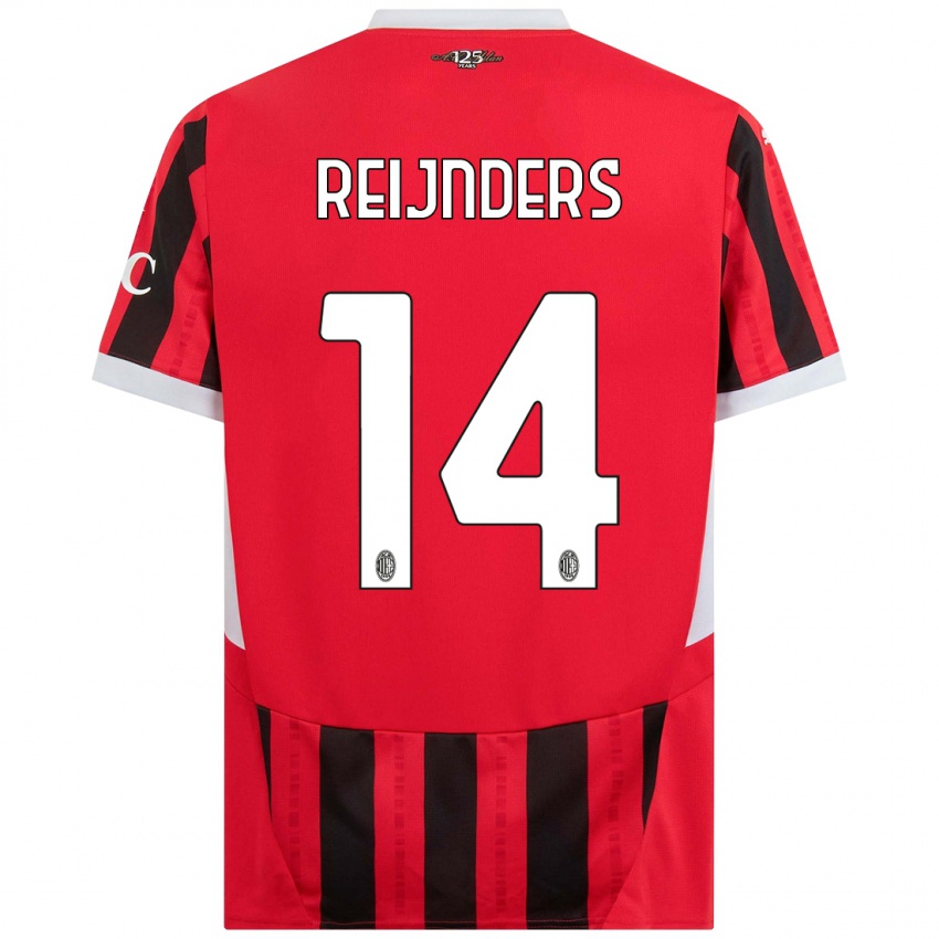 Kinder Tijjani Reijnders #14 Rot Schwarz Heimtrikot Trikot 2024/25 T-Shirt Schweiz