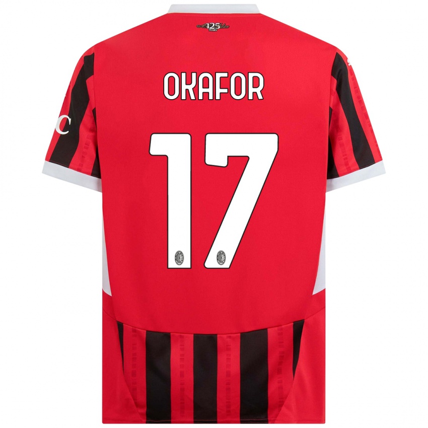 Kinder Noah Okafor #17 Rot Schwarz Heimtrikot Trikot 2024/25 T-Shirt Schweiz