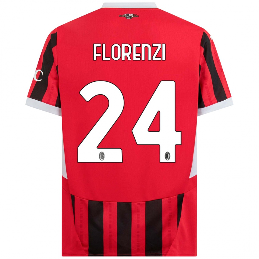 Enfant Maillot Alessandro Florenzi #24 Rouge Noir Tenues Domicile 2024/25 T-Shirt Suisse