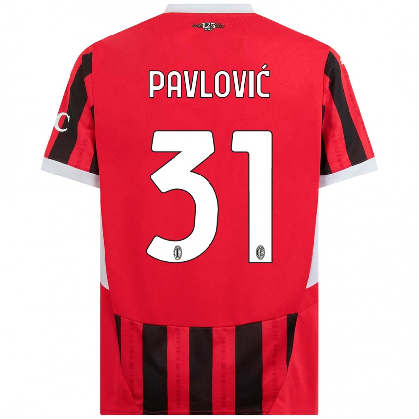 Kinder Strahinja Pavlović #31 Rot Schwarz Heimtrikot Trikot 2024/25 T-Shirt Schweiz