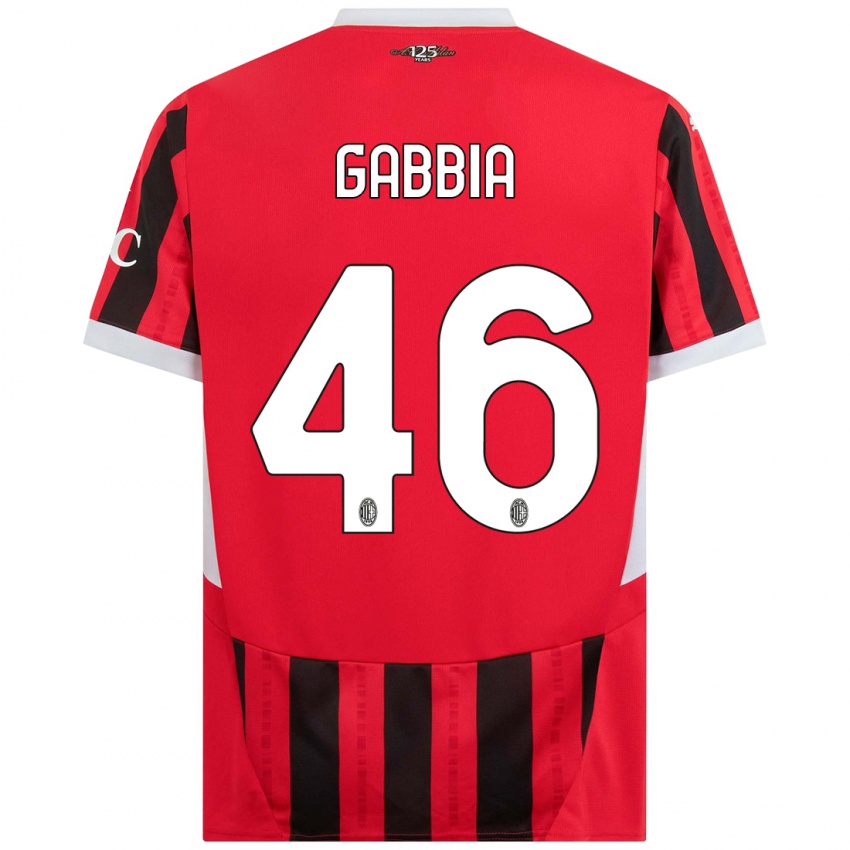 Kinder Matteo Gabbia #46 Rot Schwarz Heimtrikot Trikot 2024/25 T-Shirt Schweiz