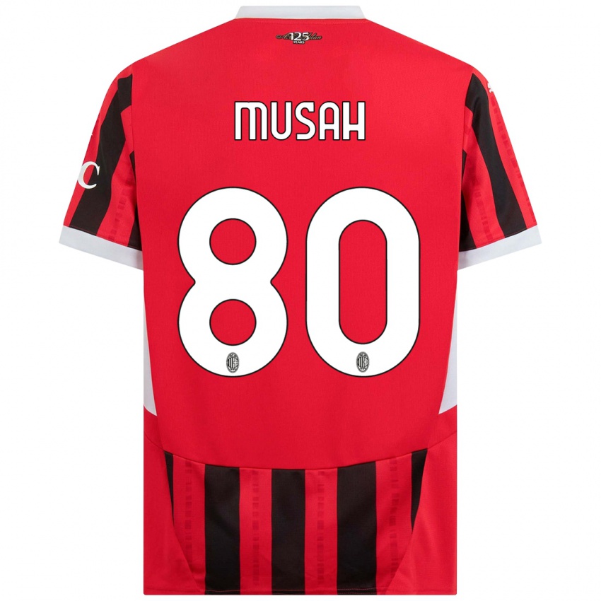 Kinder Yunus Musah #80 Rot Schwarz Heimtrikot Trikot 2024/25 T-Shirt Schweiz