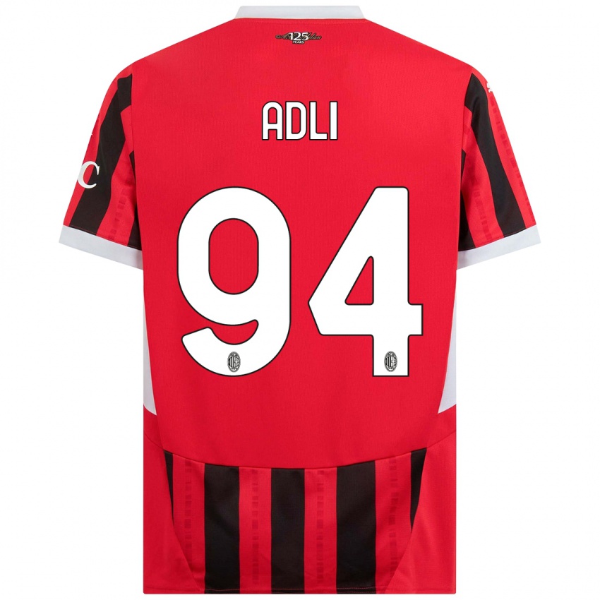 Enfant Maillot Yacine Adli #94 Rouge Noir Tenues Domicile 2024/25 T-Shirt Suisse