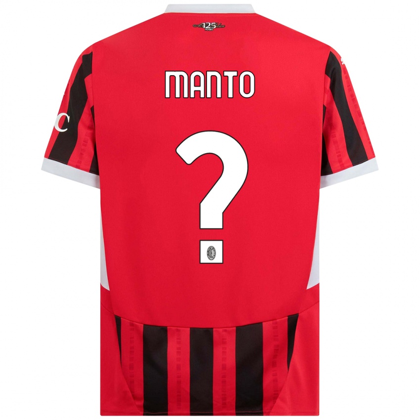 Enfant Maillot Gaetano Manto #0 Rouge Noir Tenues Domicile 2024/25 T-Shirt Suisse