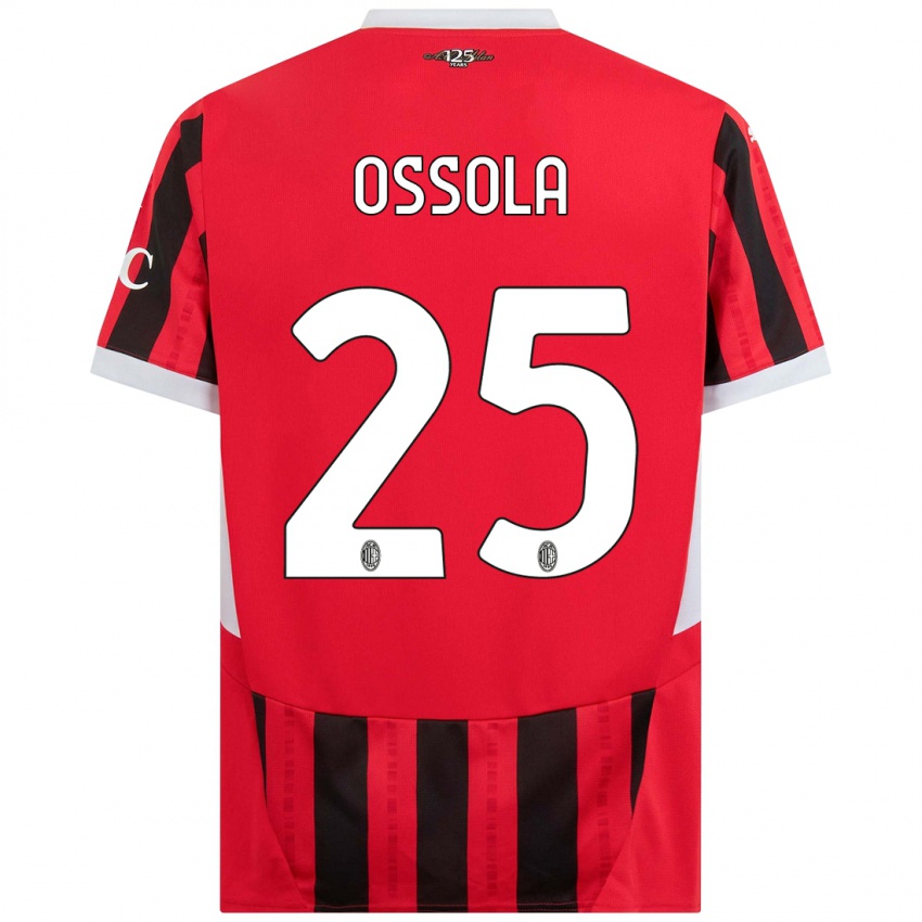 Kinder Lorenzo Ossola #25 Rot Schwarz Heimtrikot Trikot 2024/25 T-Shirt Schweiz