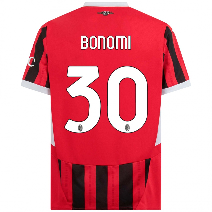 Enfant Maillot Alessandro Bonomi #30 Rouge Noir Tenues Domicile 2024/25 T-Shirt Suisse