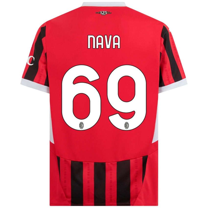 Enfant Maillot Lapo Nava #69 Rouge Noir Tenues Domicile 2024/25 T-Shirt Suisse