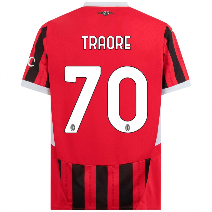 Enfant Maillot Chaka Traore #70 Rouge Noir Tenues Domicile 2024/25 T-Shirt Suisse