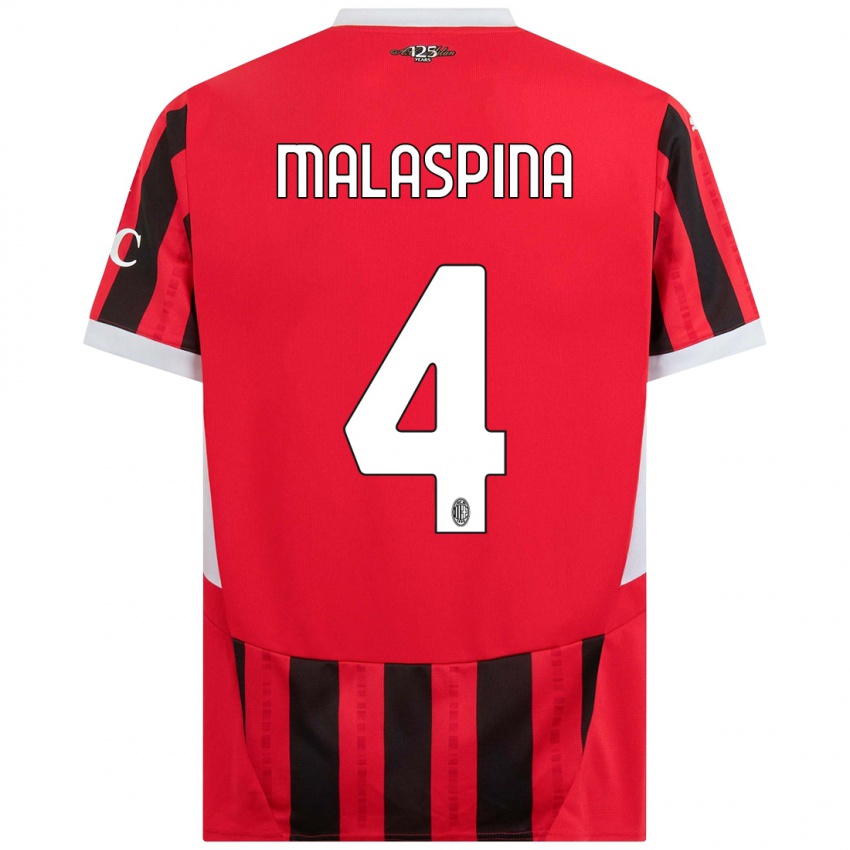 Kinder Mattia Malaspina #4 Rot Schwarz Heimtrikot Trikot 2024/25 T-Shirt Schweiz