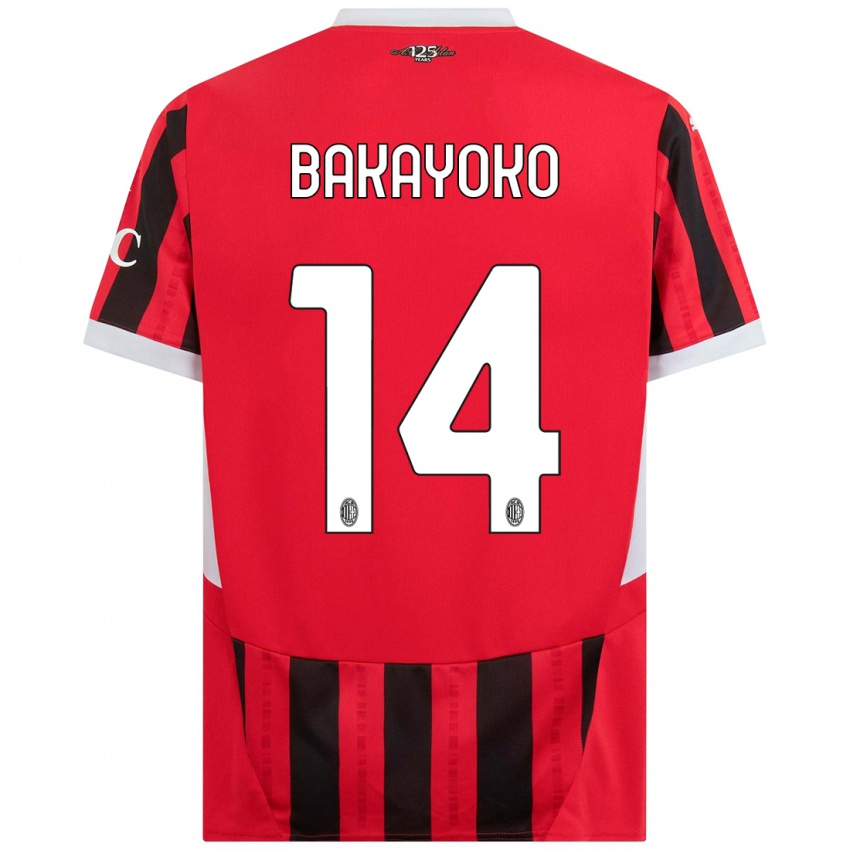 Enfant Maillot Tiemoue Bakayoko #14 Rouge Noir Tenues Domicile 2024/25 T-Shirt Suisse