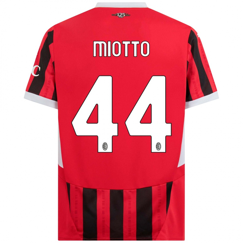 Enfant Maillot Giorgia Miotto #44 Rouge Noir Tenues Domicile 2024/25 T-Shirt Suisse