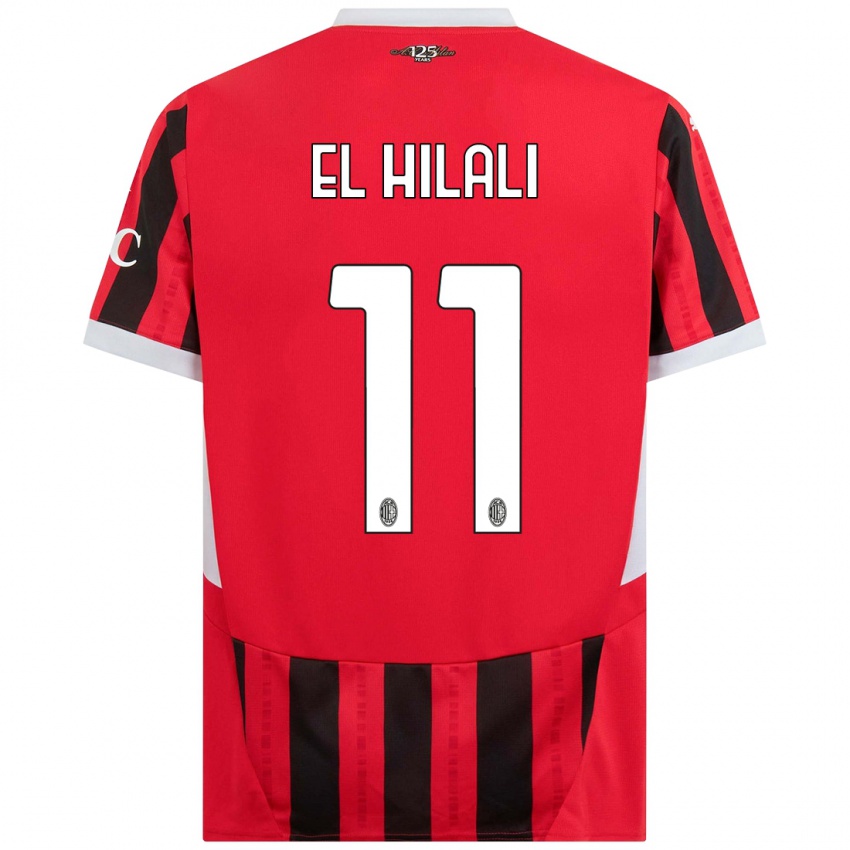 Enfant Maillot Youns El Hilali #11 Rouge Noir Tenues Domicile 2024/25 T-Shirt Suisse