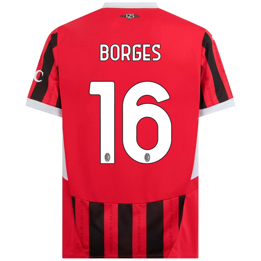 Enfant Maillot Lenny Borges #16 Rouge Noir Tenues Domicile 2024/25 T-Shirt Suisse