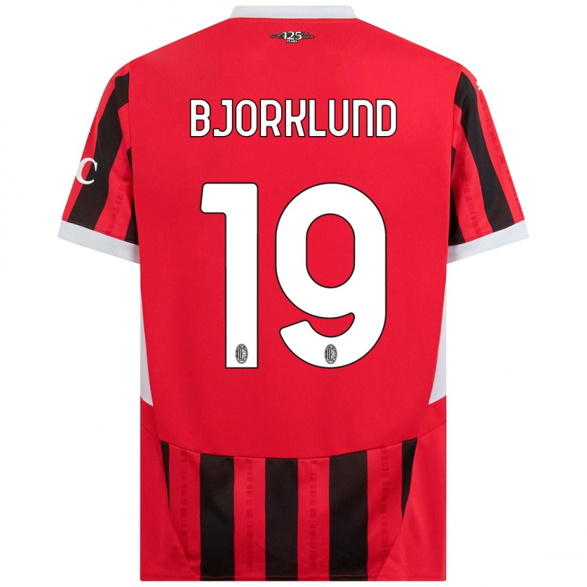 Kinder Lukas Bjorklund #19 Rot Schwarz Heimtrikot Trikot 2024/25 T-Shirt Schweiz