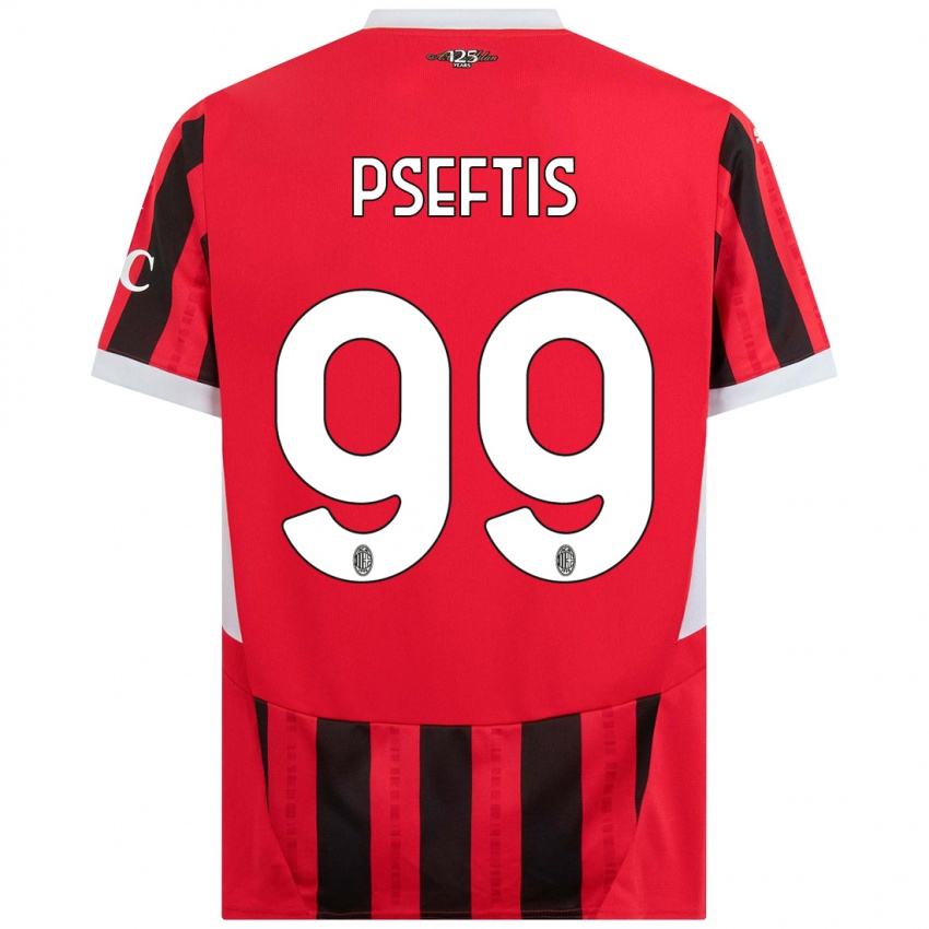 Enfant Maillot Fotios Pseftis #99 Rouge Noir Tenues Domicile 2024/25 T-Shirt Suisse