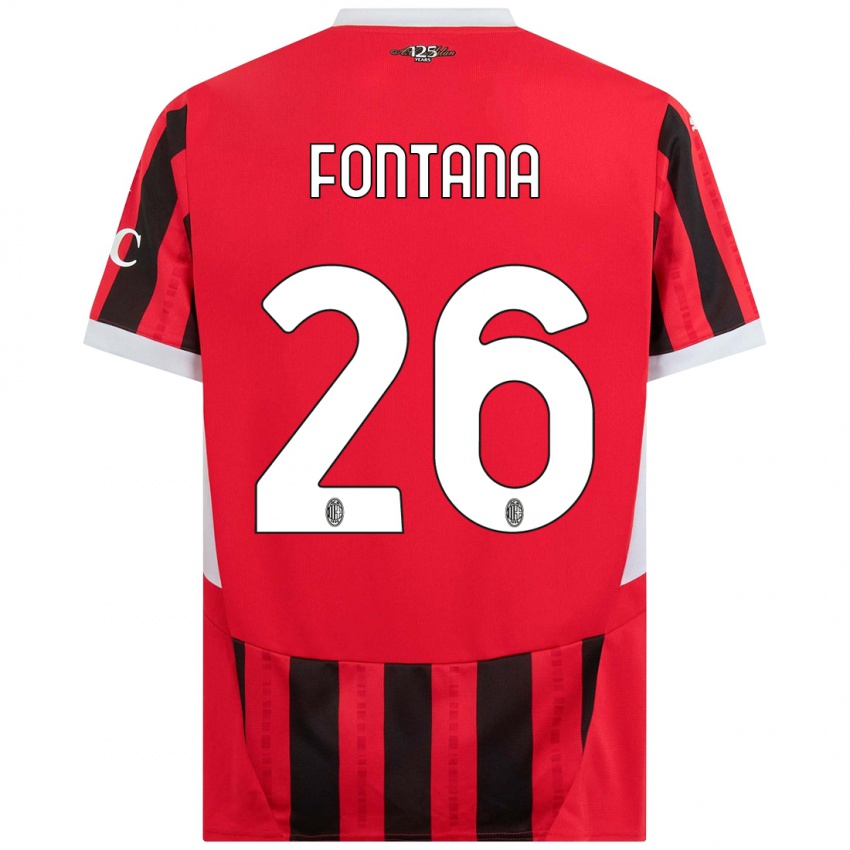 Kinder Francesco Fontana #26 Rot Schwarz Heimtrikot Trikot 2024/25 T-Shirt Schweiz