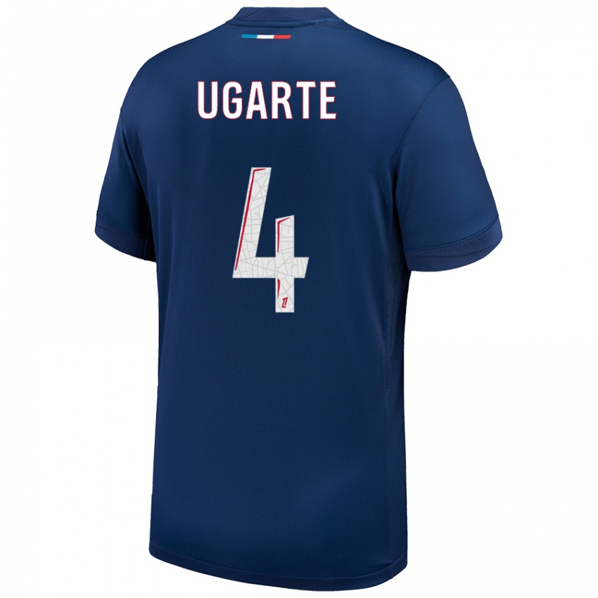 Kinder Manuel Ugarte #4 Marineblau Weiß Heimtrikot Trikot 2024/25 T-Shirt Schweiz