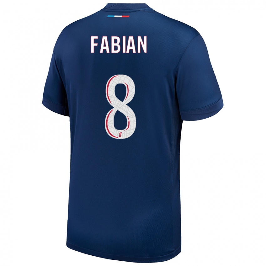 Enfant Maillot Fabian Ruiz #8 Bleu Marine Blanc Tenues Domicile 2024/25 T-Shirt Suisse