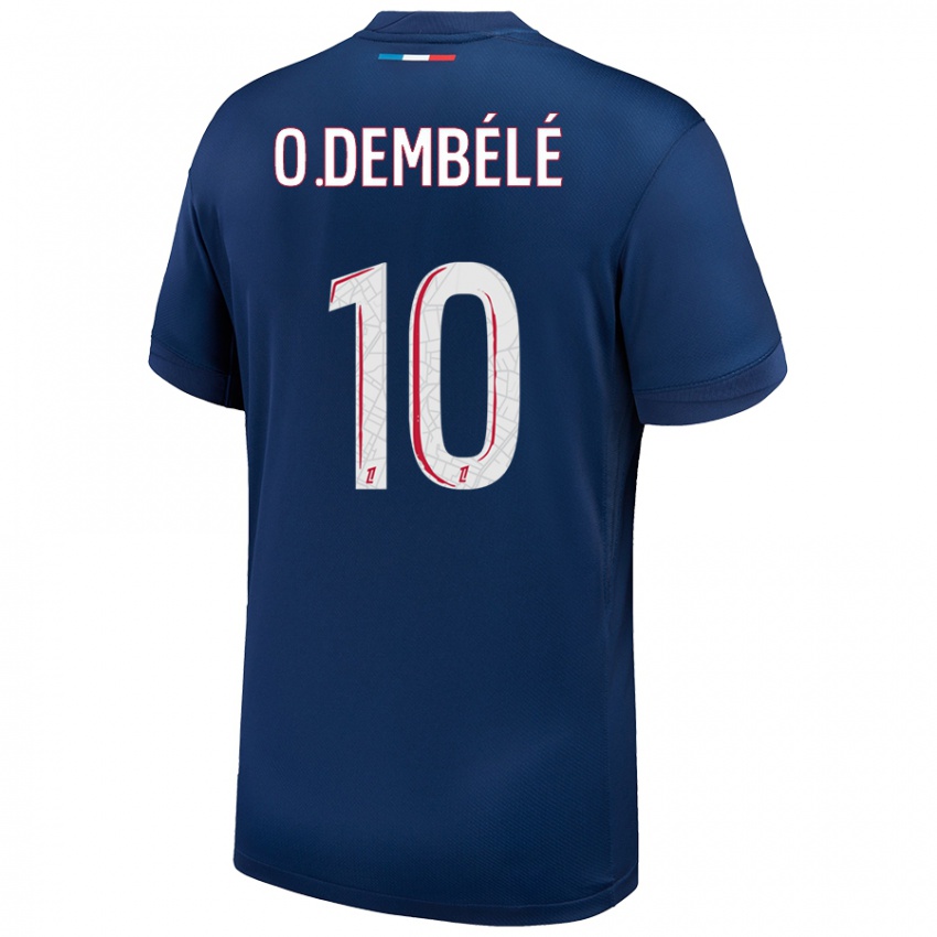 Enfant Maillot Ousmane Dembélé #10 Bleu Marine Blanc Tenues Domicile 2024/25 T-Shirt Suisse