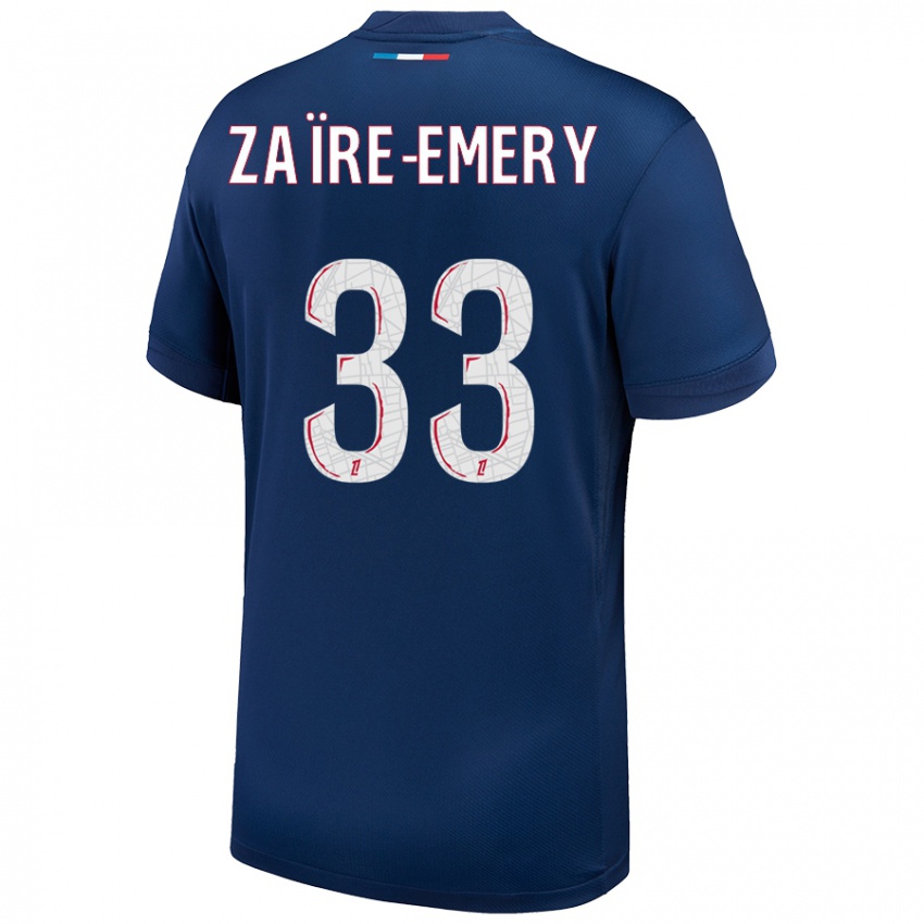 Enfant Maillot Warren Zaire Emery #33 Bleu Marine Blanc Tenues Domicile 2024/25 T-Shirt Suisse