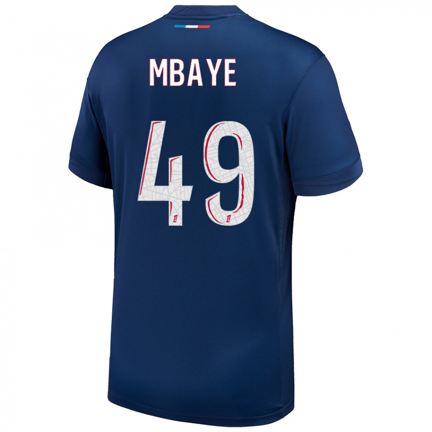 Kinder Ibrahim Mbaye #49 Marineblau Weiß Heimtrikot Trikot 2024/25 T-Shirt Schweiz