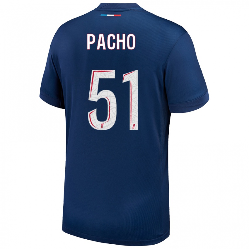 Kinder Willian Pacho #51 Marineblau Weiß Heimtrikot Trikot 2024/25 T-Shirt Schweiz