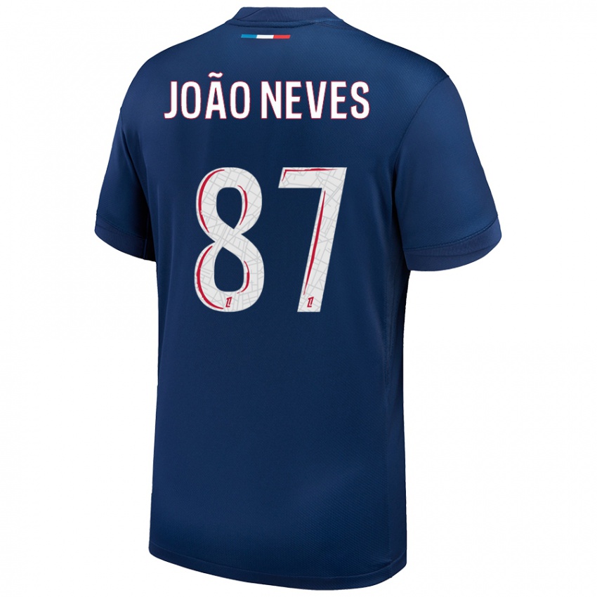 Kinder João Neves #87 Marineblau Weiß Heimtrikot Trikot 2024/25 T-Shirt Schweiz