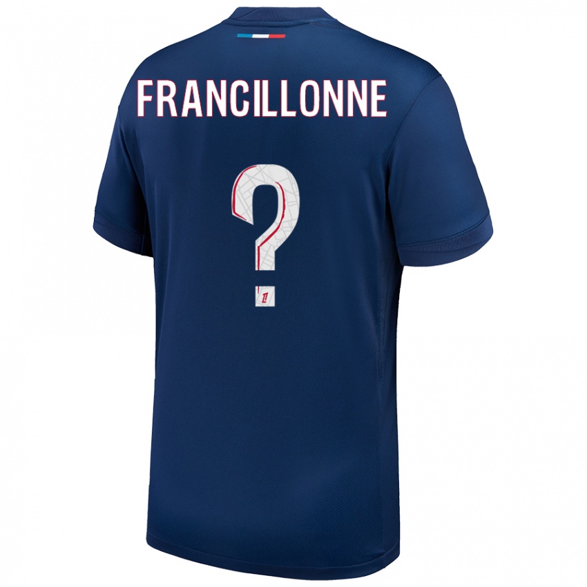 Kinder Bryan Francillonne #0 Marineblau Weiß Heimtrikot Trikot 2024/25 T-Shirt Schweiz