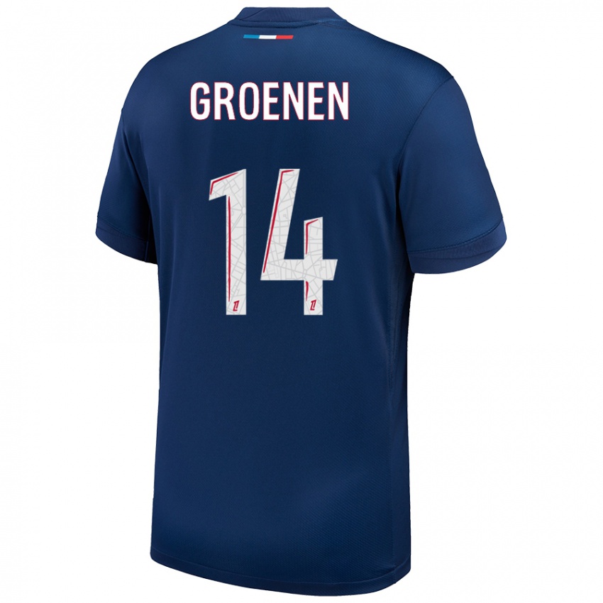 Kinder Jackie Groenen #14 Marineblau Weiß Heimtrikot Trikot 2024/25 T-Shirt Schweiz