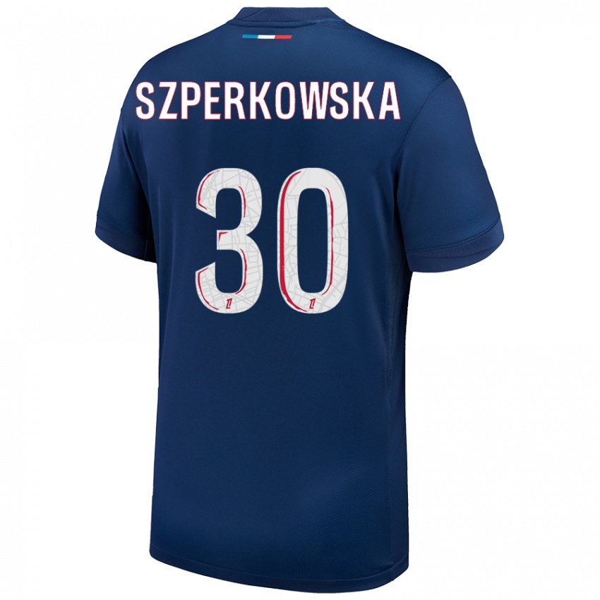 Kinder Oliwia Szperkowska #30 Marineblau Weiß Heimtrikot Trikot 2024/25 T-Shirt Schweiz