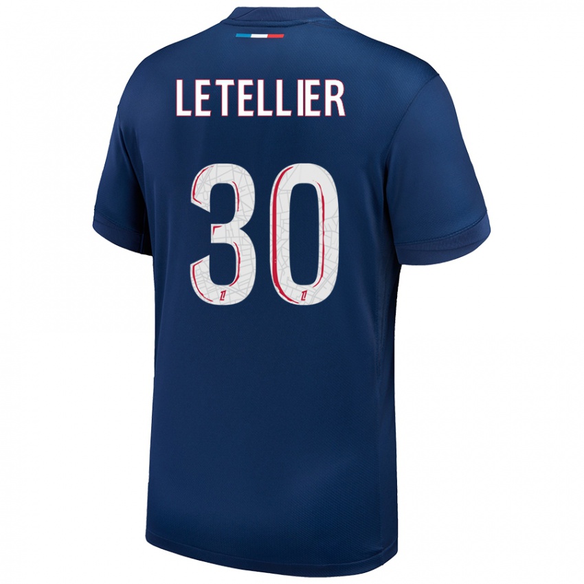 Enfant Maillot Alexandre Letellier #30 Bleu Marine Blanc Tenues Domicile 2024/25 T-Shirt Suisse