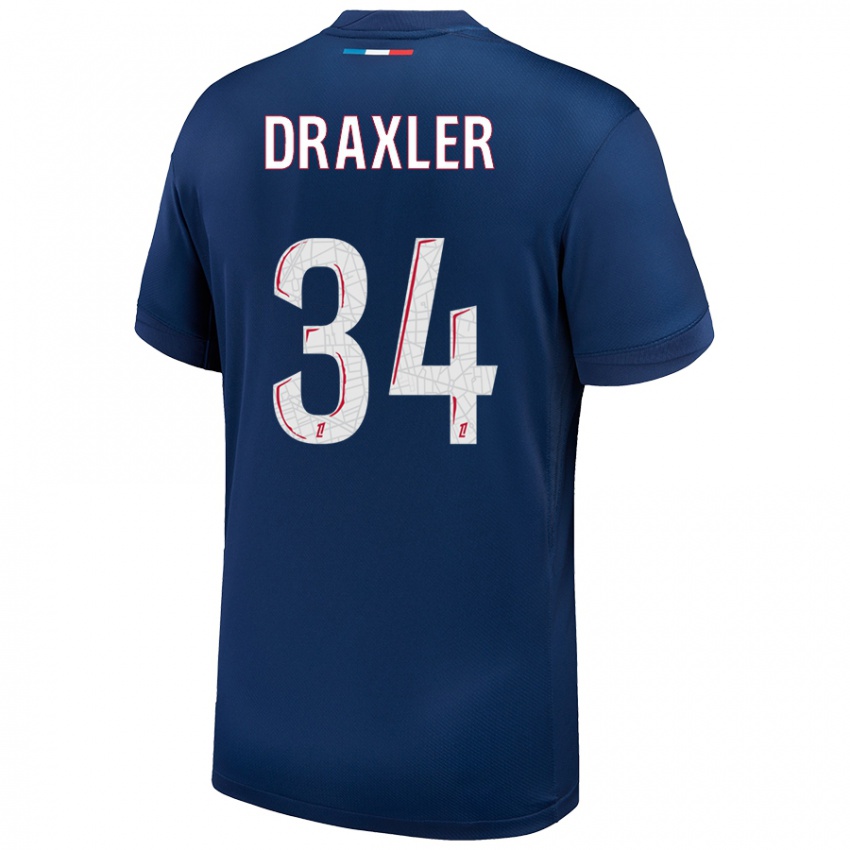 Kinder Julian Draxler #34 Marineblau Weiß Heimtrikot Trikot 2024/25 T-Shirt Schweiz