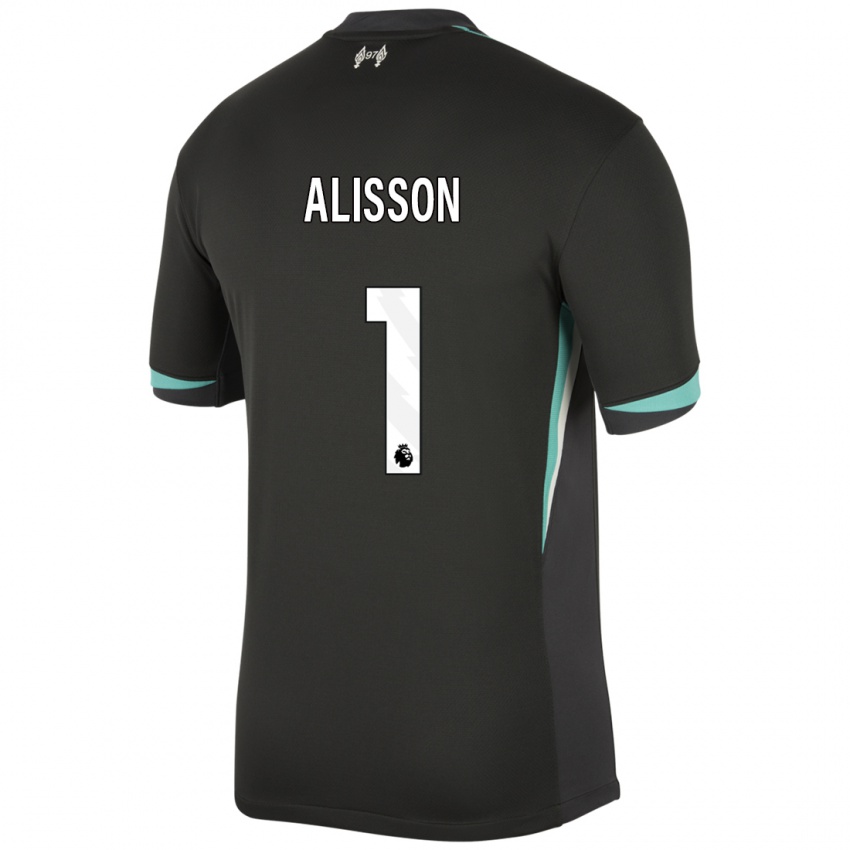 Enfant Maillot Alisson #1 Noir Anthracite Blanc Tenues Extérieur 2024/25 T-Shirt Suisse