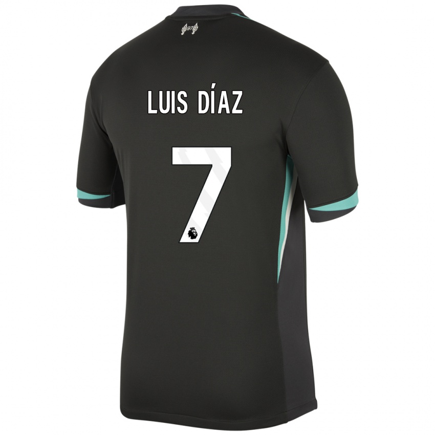 Enfant Maillot Luis Diaz #7 Noir Anthracite Blanc Tenues Extérieur 2024/25 T-Shirt Suisse